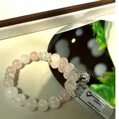 Vòng Thạch Anh Hồng Tự Nhiên Rose Quartz Mix Hạt Trắng – Dạ Đình Ngọc Các