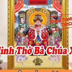Hình thờ, Tranh treo, để bàn, Bà Chúa Xứ Thánh Mẫu Nguyên Nhung+ gồm Khung + ép plastic đầy đủ kích thước