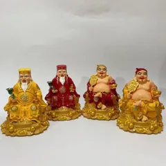 Bộ Tượng 2 Ông Thần Tài Và Thổ Địa Cao 14cm Ngồi Chéo Chân cực đẹp