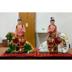 Tôn Tượng Văn Thù Phổ Hiền Nhựa Composite Cao 40cm Màu Vẽ 851985