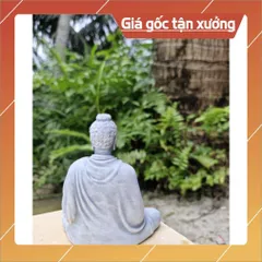Tượng Phật Thích Ca Đá Xám mini 8cm Chất Liệu Bột Đá Tự Nhiên, Tượng Thích Ca Giả Đá terrarium, tượng Bổn Sư
