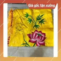 Áo choàng Mẹ Quan Âm, Mẹ Mẫu chất liệu vải Phi thêu hoa sen 852097