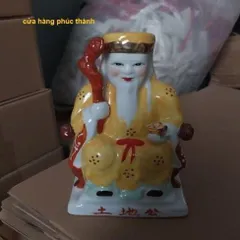thổ địa ông bà màu ( sành sứ ) có hoả tốc