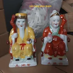 thổ địa ông bà màu ( sành sứ ) có hoả tốc
