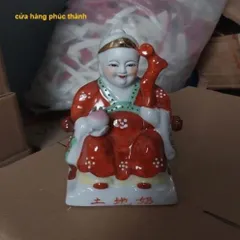 thổ địa ông bà màu ( sành sứ ) có hoả tốc