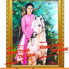 Tranh Thờ Cô Sáu Lê Thị Báu- Cô Sáu Vĩnh Ngươn + khung (Bảo hành gãy, vỡ) , Khung hình cực đẹp
