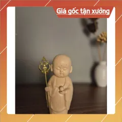 Tượng Địa Tạng Vương Bồ Tát DeCor 15cm Chất liệu bột đá, Tượng Địa Tạng mini nhỏ để bàn, Tượng Địa Tạng để xe ô tô