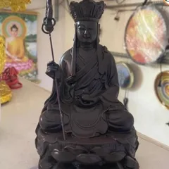 Tặng vòng tay, Tôn Tượng Địa Tạng Vương Bồ Tát cao 17 cm màu nâu đất cực đẹp