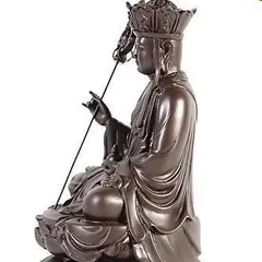Tặng vòng tay, Tôn Tượng Địa Tạng Vương Bồ Tát cao 17 cm màu nâu đất cực đẹp