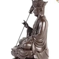 Tặng vòng tay, Tôn Tượng Địa Tạng Vương Bồ Tát cao 17 cm màu nâu đất cực đẹp