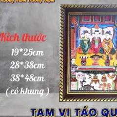 Tranh TAM VỊ TÁO QUÂN - BÀI VỊ - có khung cực đẹp