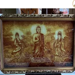 TRANH ĐIỆN TRÚC CHỈ TAM THẾ PHẬT - 40CM x 60CM cực đẹp DƯƠNG KHOA SHOP