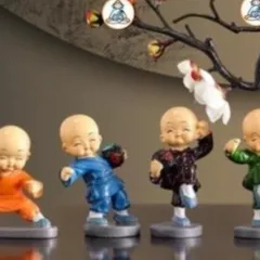 4 Chú Tiểu Múa Võ Túy Quyền Ôm Bình Rượu Nhà Sư Trang Trí Giá Rượu Trang Trí Máy Tính Để Bàn Văn Phòng (APS)