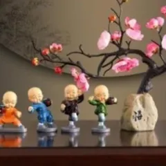 4 Chú Tiểu Múa Võ Túy Quyền Ôm Bình Rượu Nhà Sư Trang Trí Giá Rượu Trang Trí Máy Tính Để Bàn Văn Phòng (APS)