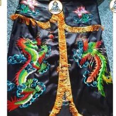 RP02 -  AO RỒNG PHỤNG ĐEN MÃ 02 VÀI TRƠN ĐẸP, CAO CẤP CHO MẸ ĐỊA MẪU NHIÊU CỠ