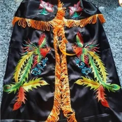 RP02 -  AO RỒNG PHỤNG ĐEN MÃ 02 VÀI TRƠN ĐẸP, CAO CẤP CHO MẸ ĐỊA MẪU NHIÊU CỠ