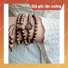 Chuỗi Trầm Tốc 108 hạt niệm Phật Đi Chùa Mix Sen gỗ, chuỗi hạt Trầm niệm Phật, Chuỗi Trầm đeo tay