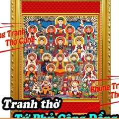Tranh Thờ Tứ Phủ Cộng Đồng+ khung (Bảo hành gãy, vỡ) , Khung hình cực đẹp