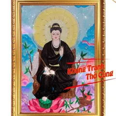 Hình thờ, Tranh treo, để bàn, Diêu Trì Địa Mẫu + gồm Khung + ép plastic đầy đủ kích thước , Khung hình cực đẹp