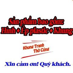 Hình thờ, Tranh treo, để bàn, Diêu Trì Địa Mẫu + gồm Khung + ép plastic đầy đủ kích thước , Khung hình cực đẹp