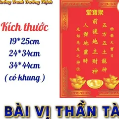 Bài vị bàn thời THẦN TÀI - THỔ ĐỊA - có khung cực đẹp