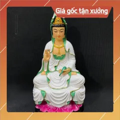 Tượng Quan Thế Âm Bồ Tát Ngồi Toà Sen Cao 18cm Nhiều Màu composite 852806