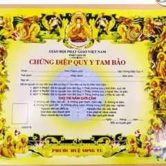 Tờ giấy chứng điệp quy y TAM BẢO - tờ điệp quy y co 3 mẫu cực đẹp