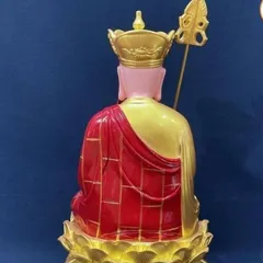 Tượng Địa Tạng Vương Bồ Tát Ngồi 30cm Áo Đỏ Sen Vàng cực đẹp
