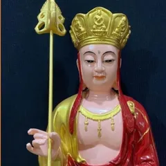 Tượng Địa Tạng Vương Bồ Tát Ngồi 30cm Áo Đỏ Sen Vàng cực đẹp