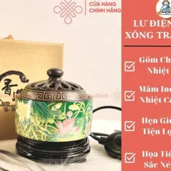 Lư Điện Xông Trầm Cao Cấp Nhiều Họa Tiết Có Đôn Gỗ (Tặng Kèm 50g Bột xông) - Cửa Hàng Phật Giáo DƯƠNG KHOA 852996