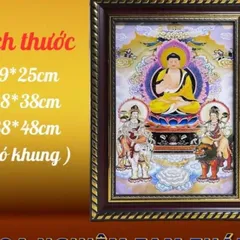Tranh HOA NGHIÊM TAM THÁNH - Có khung cực đẹp