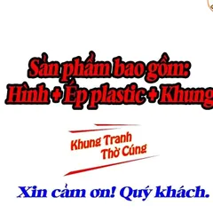 Tranh Táo Quân, thần bếp núc, 2 Ông 1 bà + gồm Khung + ép plastic đầy đủ kích thước cực đẹp