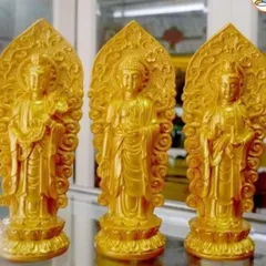 GIEO DUYÊN bộ 3 tượng Phật Tây phương thánh hào Quang cao 18cm DƯƠNG KHOA SHOP
