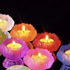 Đế Đèn Cây Chân Cao Hoa Sen Lưu Ly cao Nhiều Màu cực đẹp
