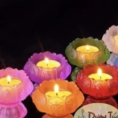 Đế Đèn Cây Chân Cao Hoa Sen Lưu Ly cao Nhiều Màu cực đẹp