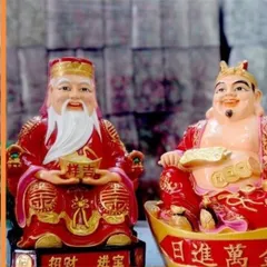 GIEO DUYÊN bộ tượng 2 ông thần tài thổ địa áo đỏ loại đẹp cao 20cm cực đẹp DƯƠNG KHOA SHOP