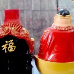 GIEO DUYÊN bộ tượng 2 ông thần tài thổ địa áo đỏ loại đẹp cao 20cm cực đẹp DƯƠNG KHOA SHOP