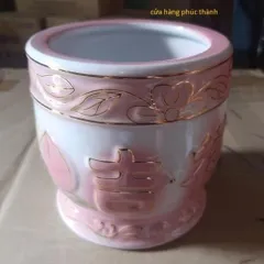 lư cắm nhang đào hồng ( sành sứ ) có hoả tốc