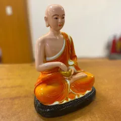 Tượng Sivali thánh tăng- màu vàng , màu cam cao 30cm mẫu đẹp composite 2 màu 853541
