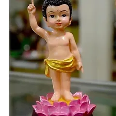 Tượng Đức Phật đản sanh vẽ màu {cao 13cm} cực đẹp TẶNG NGHI THỨC PHẬT ĐẢN