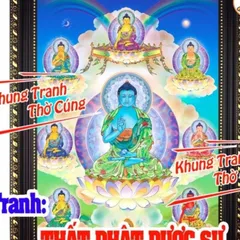 Tranh Thất Phật Dược Sư + khung (Bảo hành gãy, vỡ) cực đẹp