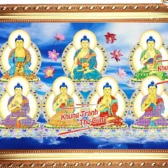 Tranh Thất Phật Dược Sư + khung (Bảo hành gãy, vỡ) cực đẹp