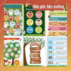 Các mẫu trang trí lớp tiếng anh khổ A3 ép plastic CÓ KEO DÁN 853659