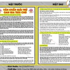 TO103 - Tờ Chú  Văn Khấn Giải Trừ OAN GIA TRÁI CHỦ, IN 2 MẶT cực đẹp