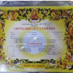 Tờ giấy chứng điệp quy y TAM BẢO - tờ điệp quy y cực đẹp