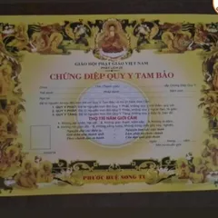Tờ giấy chứng điệp quy y TAM BẢO - tờ điệp quy y cực đẹp