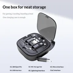 [Hàng quốc tế] Bộ cáp 5 in 1 60w - Lưu trữ dữ liệu - Có cáp sạc, thẻ nhớ, khe chọc sim, giá giữ điện thoại- Dây thu gọn