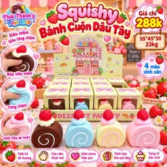 Squishy Mềm Dẻo Bánh Cuộn Dâu Tây