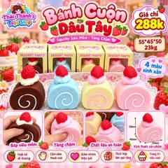 Squishy Mềm Dẻo Bánh Cuộn Dâu Tây