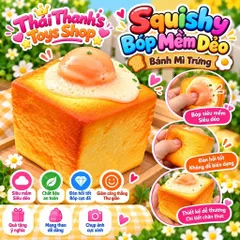 Squishy Bóp Siêu Mểm Siêu Tăng Chậm - Bánh Mì Bơ Sữa Trứng